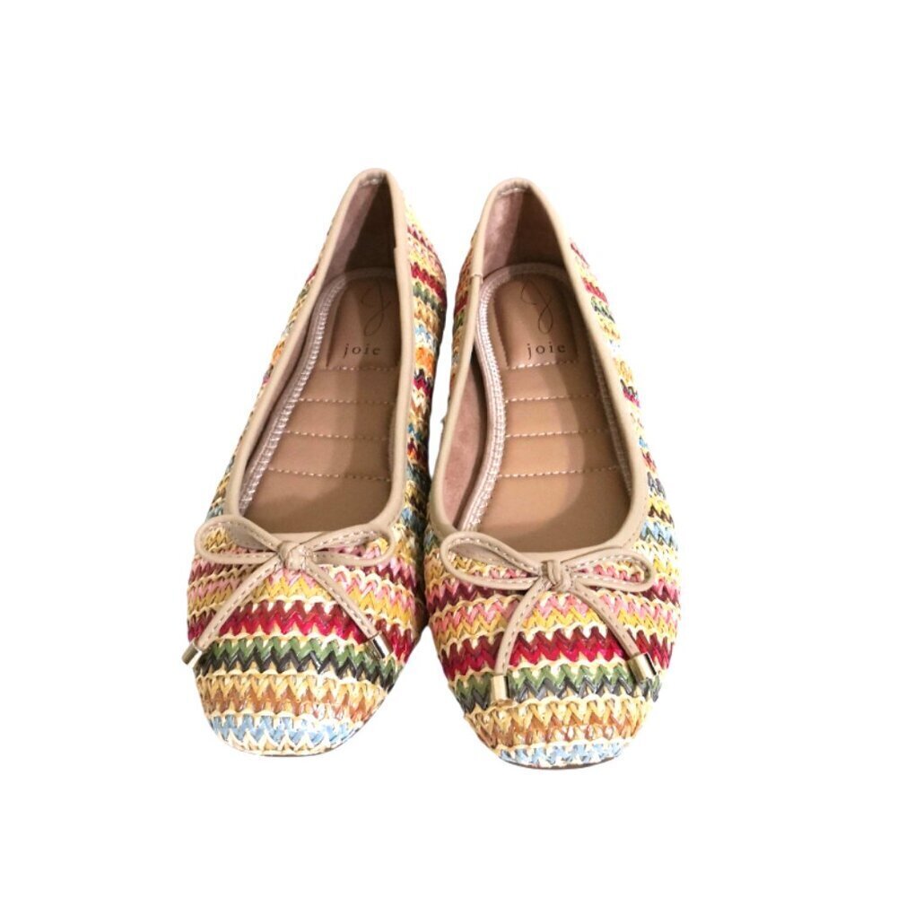 New Joie Women's Scarletr Multicolored Raffia‎ Bow Slip On Ballet Flats Shoes 7M